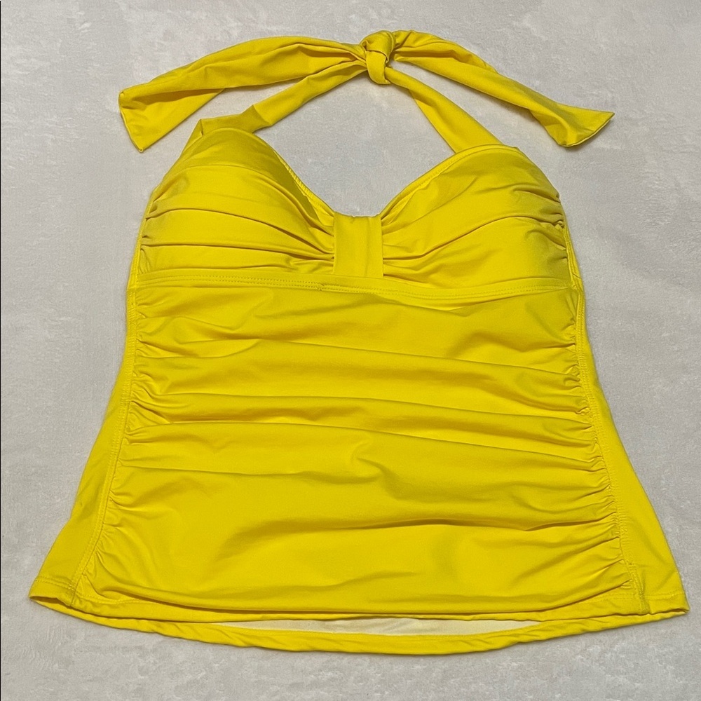 Boston Proper Yellow Halter Tankini Swimsuit Top Medium